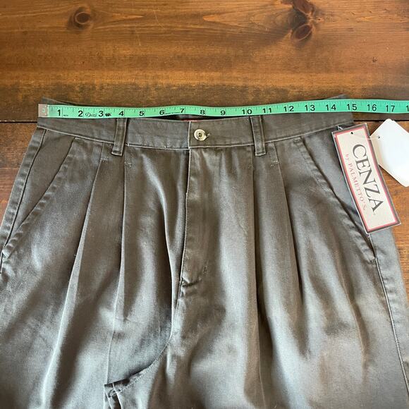 Vintage 90s Cenza Olive green Pleated Trouser Shorts Utility Women's 12 Fits 8 - Picture 11 of 11